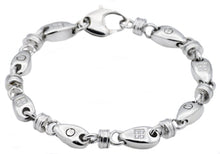 Load image into Gallery viewer, Mens Stainless Steel Chain Link Bracelet With Cubic Zirconia - Blackjack Jewelry
