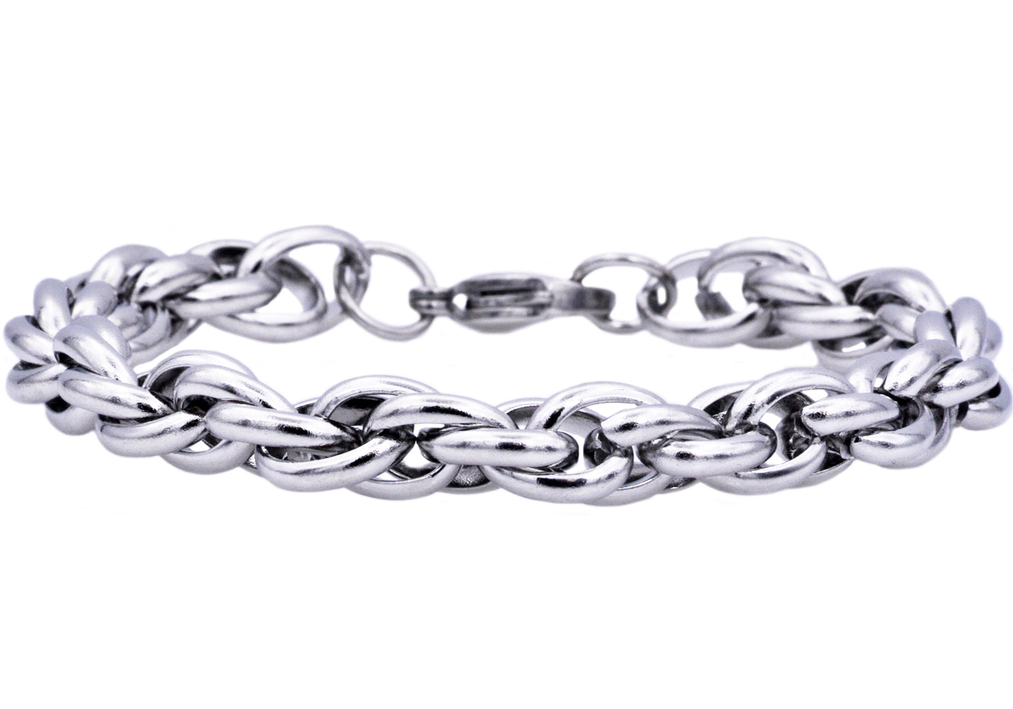 Mens Stainless Steel Rope Link Chain Bracelet