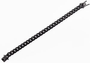 Mens 10mm Matte Black Stainless Steel Miami Cuban Link Bracelet With Box Clasp - Blackjack Jewelry