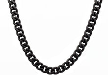 Load image into Gallery viewer, Mens 10mm Matte Black Stainless Steel Miami Cuban Link Chain Necklace With Box Clasp - Blackjack Jewelry
