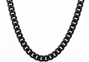 Mens 10mm Matte Black Stainless Steel Miami Cuban Link Chain Necklace With Box Clasp - Blackjack Jewelry