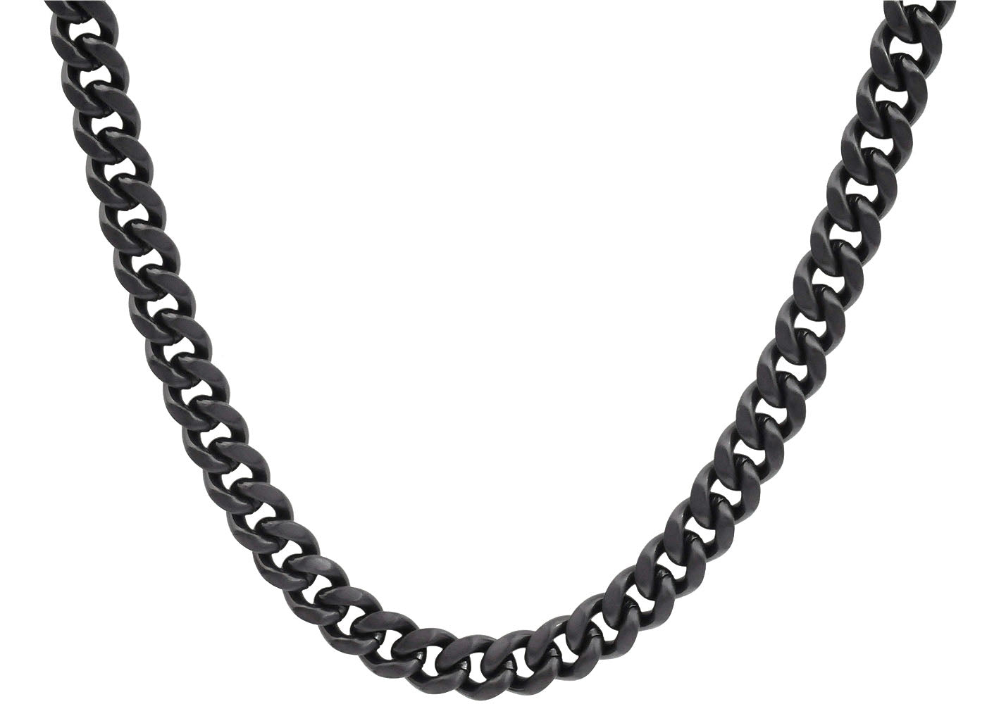 Black Necklace Chain Choker Cuban Curb 8mm Black IP Plated