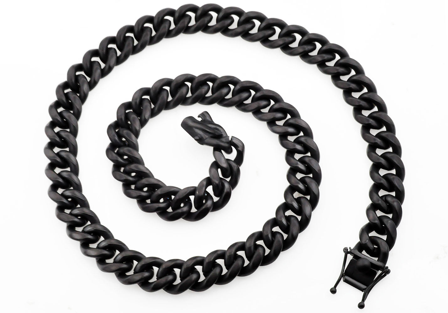 Black IP Steel Matte Finish Miami Cuban Chain Necklace with, W.P. Shelton  Jewelers