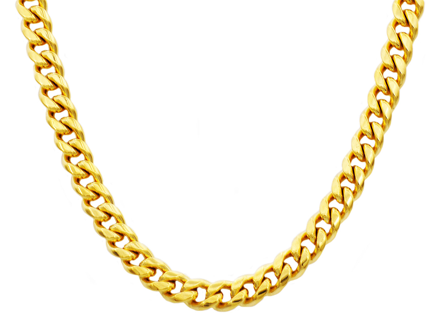 Men's Stainless Steel Miami Cuban Chain with Box Clasp 18K Gold Plated 30 Yellow