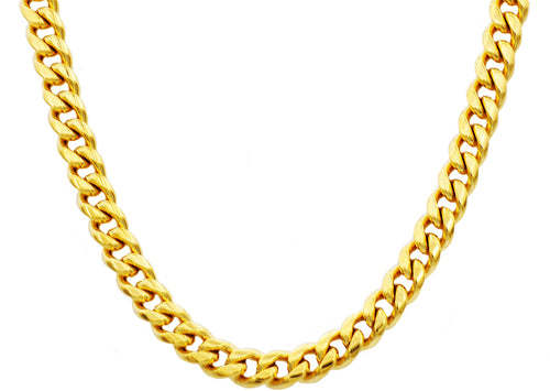 Mens 10mm Gold Stainless Steel Cuban Link Chain Necklace With Box Clasp - Blackjack Jewelry