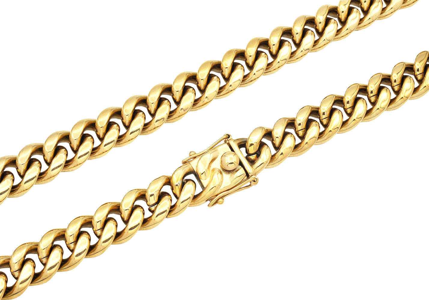 14mm Enamel Cuban Link Necklace Chain Orange