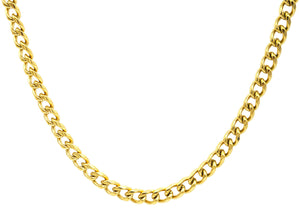 Mens 5mm Gold Stainless Steel Miami Cuban Link 24" Chain Necklace With Box Lock - Blackjack Jewelry