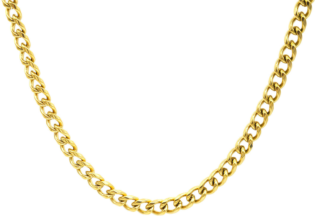 Mens 5mm Gold Stainless Steel Miami Cuban Link 24