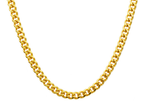 Mens 8mm Gold Stainless Steel Cuban Link Chain Necklace With Box Clasp - Blackjack Jewelry