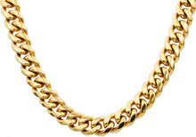 Load image into Gallery viewer, Mens 14mm Gold Stainless Steel Cuban Link Chain Necklace With Box Clasp - Blackjack Jewelry
