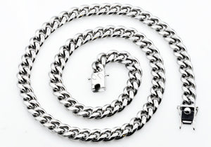 Mens 10mm Stainless Steel Cuban Link Chain Necklace With Box Clasp - Blackjack Jewelry