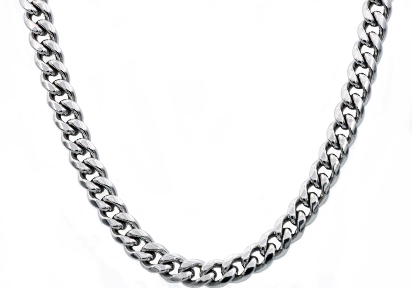 Mens Silver Chain Necklace | 18/20/22 Inches | 10mm Width Curb | Unisex | Ice II