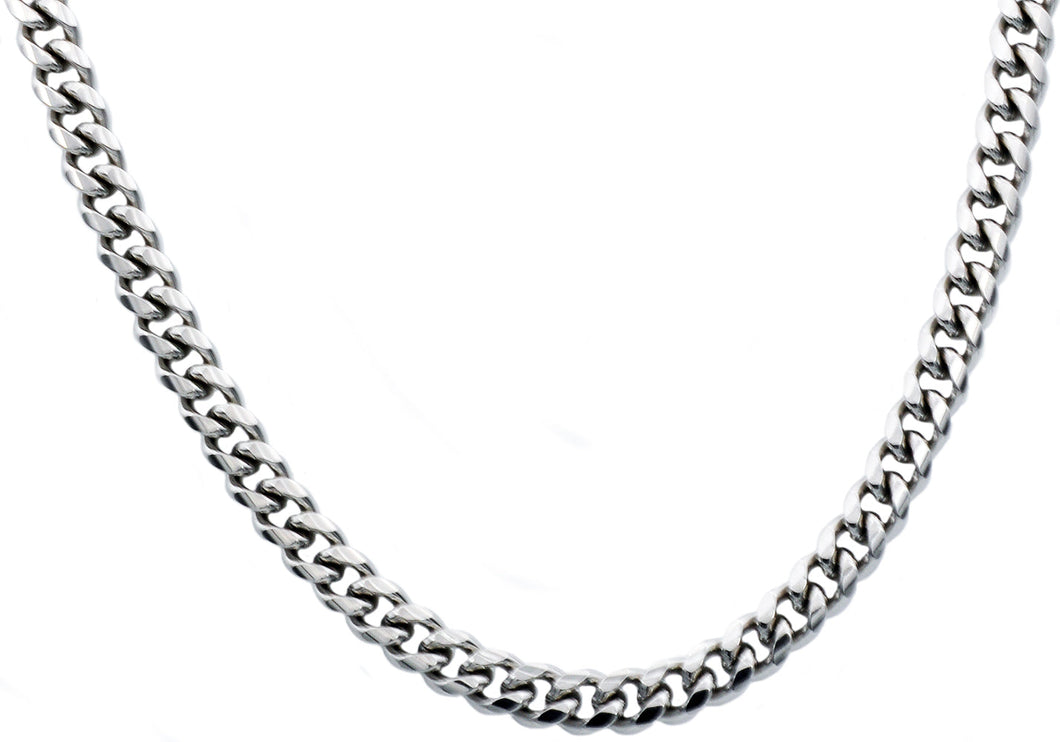 Mens 8mm Stainless Steel Cuban Link Chain Necklace With Box Clasp - Blackjack Jewelry