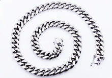 Load image into Gallery viewer, Mens 14mm Stainless Steel Cuban Link Chain Necklace With Box Clasp - Blackjack Jewelry
