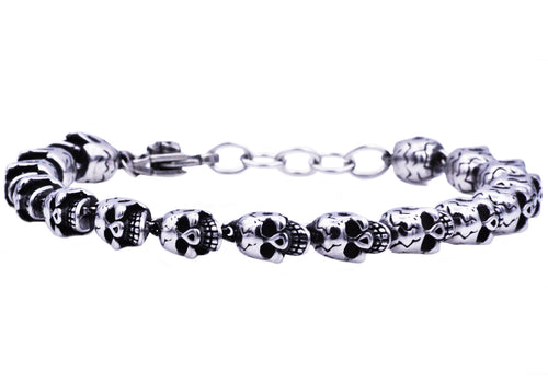 Mens Adjustable Stainless Steel Skull Chain Bracelet - Blackjack Jewelry