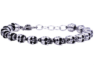 Mens Adjustable Stainless Steel Skull Chain Bracelet - Blackjack Jewelry