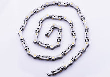 Load image into Gallery viewer, Mens Stainless Steel Link Chain Necklace With Gold Screws - Blackjack Jewelry
