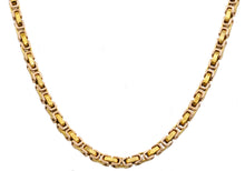 Load image into Gallery viewer, Mens 4mm Gold Stainless Steel Byzantine Link Chain Necklace - Blackjack Jewelry
