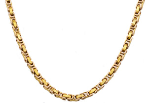 Mens 4mm Gold Stainless Steel Byzantine Link Chain Necklace - Blackjack Jewelry
