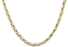 Load image into Gallery viewer, Mens 4mm Two-Toned Gold and Stainless Steel Byzantine Link Chain Necklace
