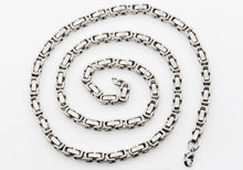 Load image into Gallery viewer, Mens 4mm Stainless Steel Byzantine Link Chain Necklace - Blackjack Jewelry
