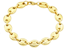 Load image into Gallery viewer, Mens Gold Stainless Steel Puff Mariner Link Chain Bracelet - Blackjack Jewelry
