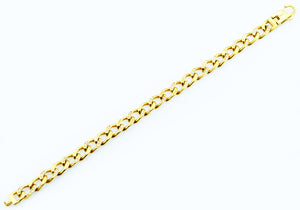 Mens Gold Stainless Steel Curb Link Chain Bracelet With Cubic Zirconia - Blackjack Jewelry