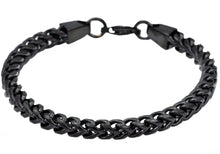 Load image into Gallery viewer, Mens Black Stainless Steel  Rounded Franco Link Chain Bracelet - Blackjack Jewelry
