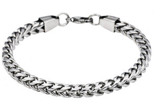 Mens Stainless Steel Rounded Franco Link Chain Bracelet - Blackjack Jewelry