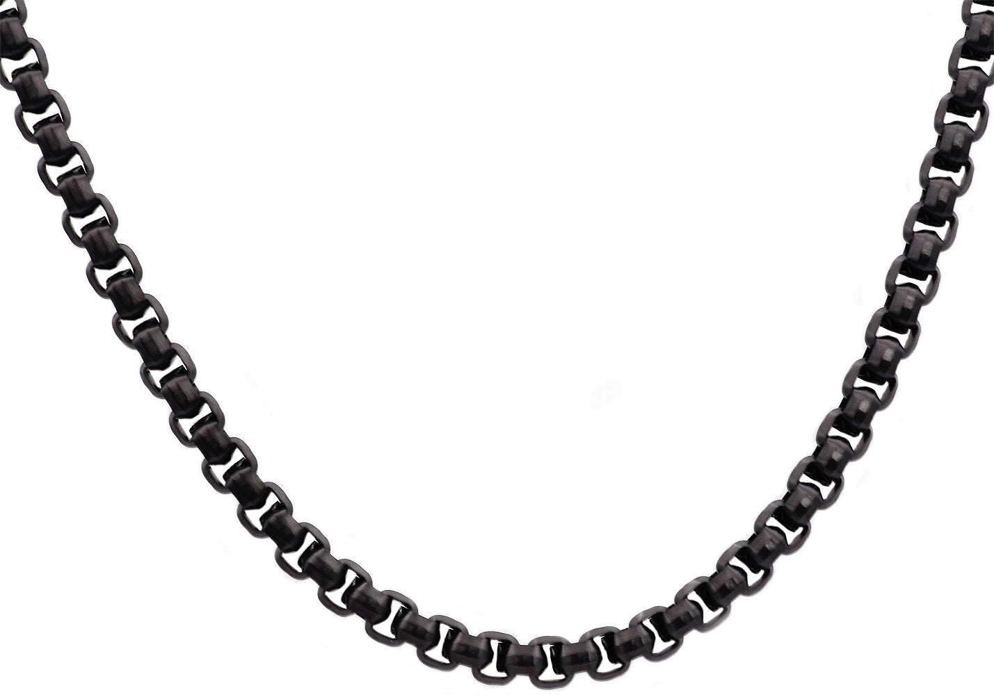 Fantasy Forge Jewelry Black Rolo Chain Necklace – 3mm Stainless Steel, 15-30 Inch, 316L Surgical