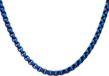 Load image into Gallery viewer, Mens Diamond Cut Blue Stainless Steel Box Rolo Link Necklace - Blackjack Jewelry
