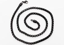 Load image into Gallery viewer, Mens Diamond Cut Black Stainless Steel Box Rolo Link Chain Necklace - Blackjack Jewelry
