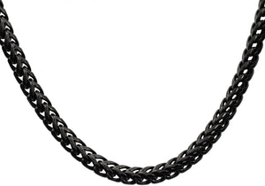 Mens 8mm Black Plated Stainless Steel Franco Link Chain Necklace - Blackjack Jewelry