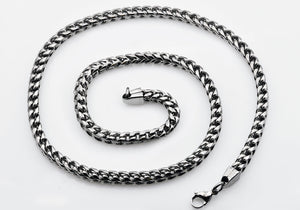 Mens Stainless Steel Rounded Franco Link Chain Necklace - Blackjack Jewelry