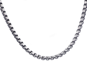 Mens Diamond Cut Stainless Steel Box Rolo Link Chain Necklace - Blackjack Jewelry