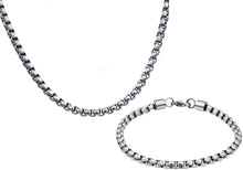 Load image into Gallery viewer, Mens Diamond Cut Stainless Steel Box Rolo Link Chain Set - Blackjack Jewelry
