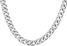 Load image into Gallery viewer, Mens Stainless Steel Curb Link Chain Necklace With Cubic Zirconia - Blackjack Jewelry
