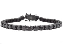 Load image into Gallery viewer, Mens Black Stainless Steel Chain Bracelet With Black Cubic Zirconia - Blackjack Jewelry
