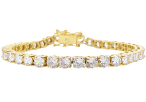 Mens Gold Stainless Steel Chain Bracelet With Cubic Zirconia - Blackjack Jewelry