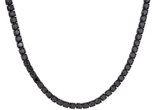 Load image into Gallery viewer, Mens Black Stainless Steel Chain Necklace With Black Cubic Zirconia - Blackjack Jewelry
