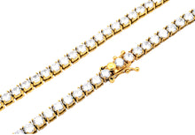 Load image into Gallery viewer, Mens Gold Stainless Steel Chain Necklace With Cubic Zirconia - Blackjack Jewelry
