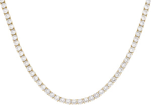 Mens Gold Stainless Steel Chain Necklace With Cubic Zirconia - Blackjack Jewelry