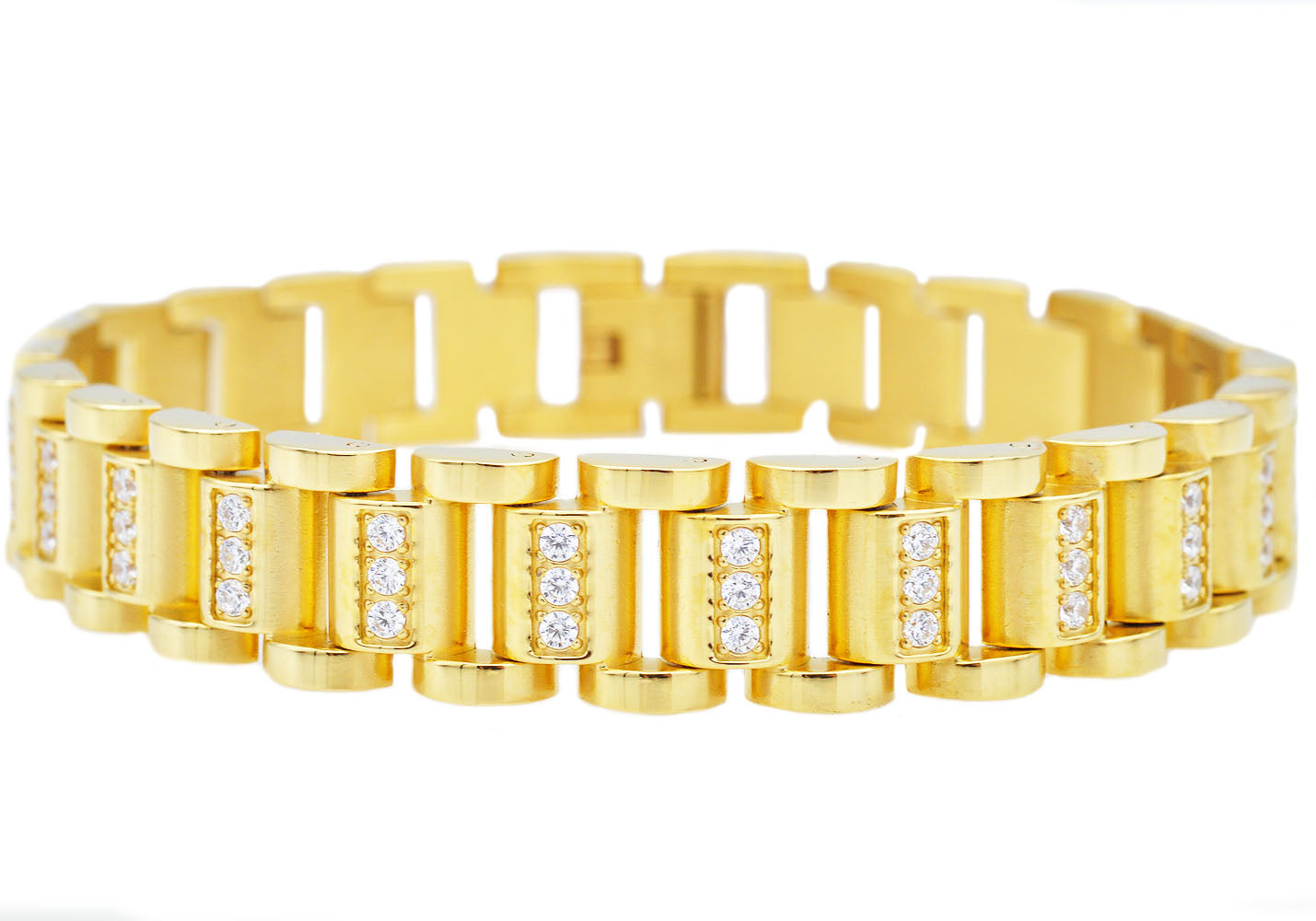 Luxury Men Cubic Zirconia Queen & King Crown Bracelet Roman Numerals Cuff  Bangle | eBay