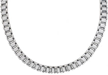 Load image into Gallery viewer, Mens Stainless Steel Link Necklace With Cubic Zirconia - Blackjack Jewelry
