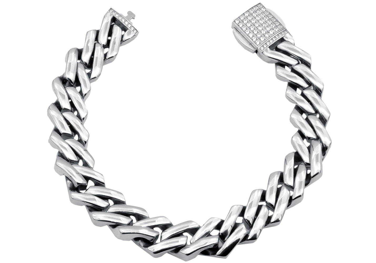 Men's Stainless Steel Black Cord Curb Chain Bracelet | Lisa Angel