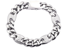 Load image into Gallery viewer, Mens 10mm Stainless Steel Mariner Curb Chain Bracelet With Cubic Zirconia - Blackjack Jewelry
