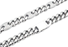 Load image into Gallery viewer, Mens 10mm Stainless Steel Mariner Curb Chain Necklace With Cubic Zirconia - Blackjack Jewelry

