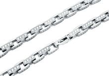 Load image into Gallery viewer, Mens Stainless Steel Square Link Chain Necklace with Cubic Zirconia - Blackjack Jewelry
