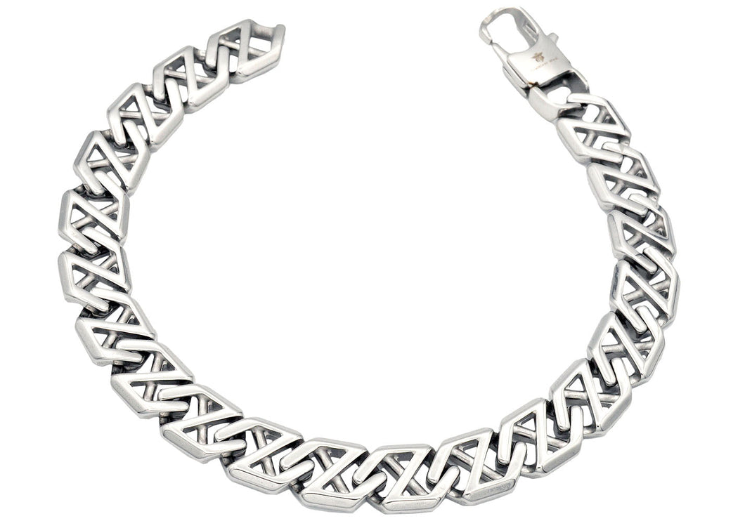 Mens Stainless Steel X-Shaped Link Chain Bracelet - Blackjack Jewelry