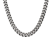 Load image into Gallery viewer, Mens Two Toned Matt Black Stainless Steel Cuban Link 24&quot; Chain Necklace - Blackjack Jewelry
